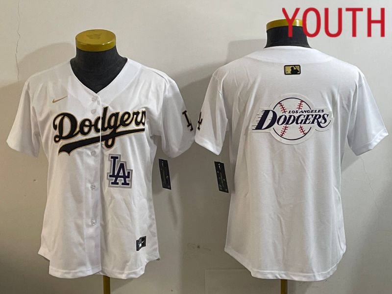Youth Los Angeles Dodgers Blank White Game 2024 Nike MLB Jersey style 12058